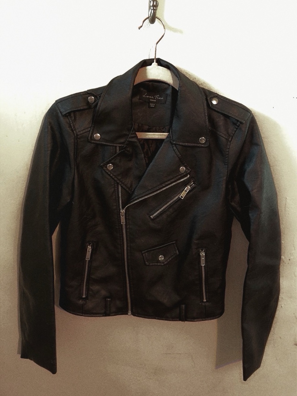 Black Vegan Leather Moto Jacket